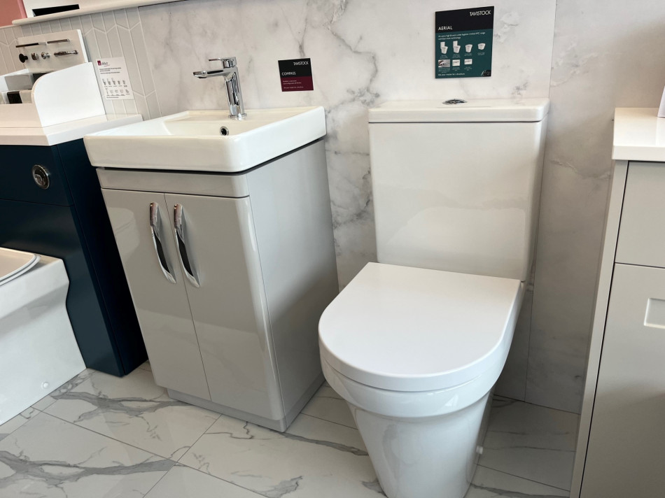 Showcasing the Tavistock Aerial WC and Vanity Basin at Local Plumbing Supplies.